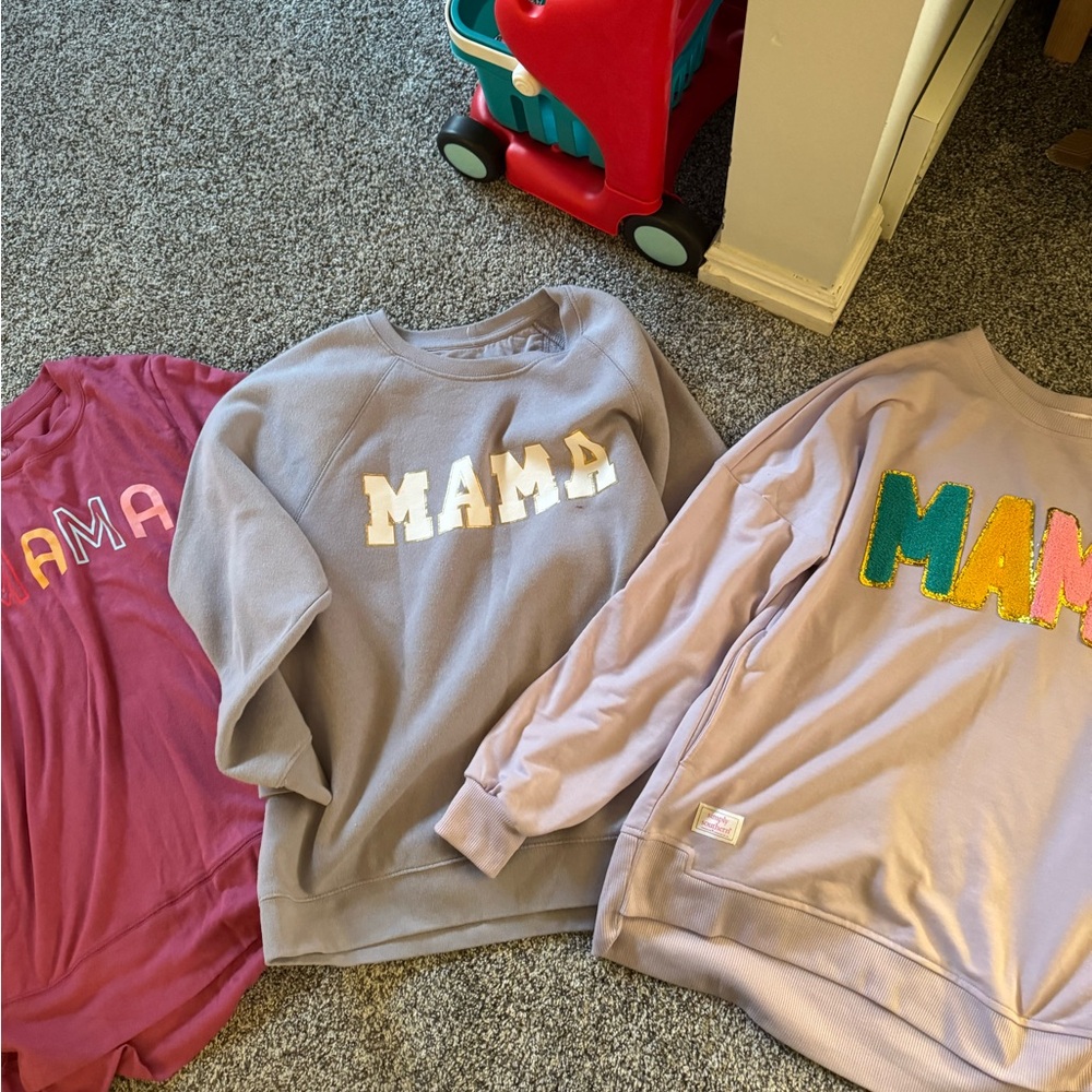 'MAMA' Graphic Sweatshirt - Purple, Gray, Pink (all for $20)